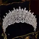 Barock Luxus handgemachte Kristall Braut Diademe Zirkon Zirkon große Krone Strass Festzug Diadem