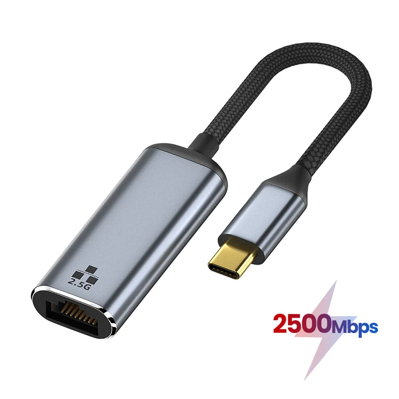 Adattatore Ethernet USB C Scheda di rete RJ45 da 100 Mbps 1000 Mbps 2500 Mbps, Thunderbolt3 da tipo C a 2,5 Gigabit LAN per laptop MacBook