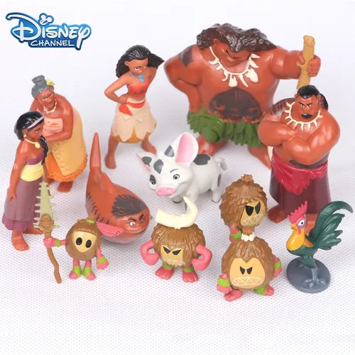 12 teile/satz Disney Film Moana Action figur Puppen Set Anime Halbgott Maui Moana Waialiki Modell