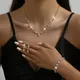 Treazy neue Roségold Farbe Strass Hochzeits schmuck Sets für Frauen Kristall Halskette Ohrringe