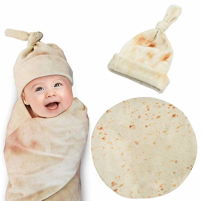 Burrito Babydecke, Wickelmehl, Tortilla, Wickeldecke, zum Schlafen, Wickeltuch mit Hut Image