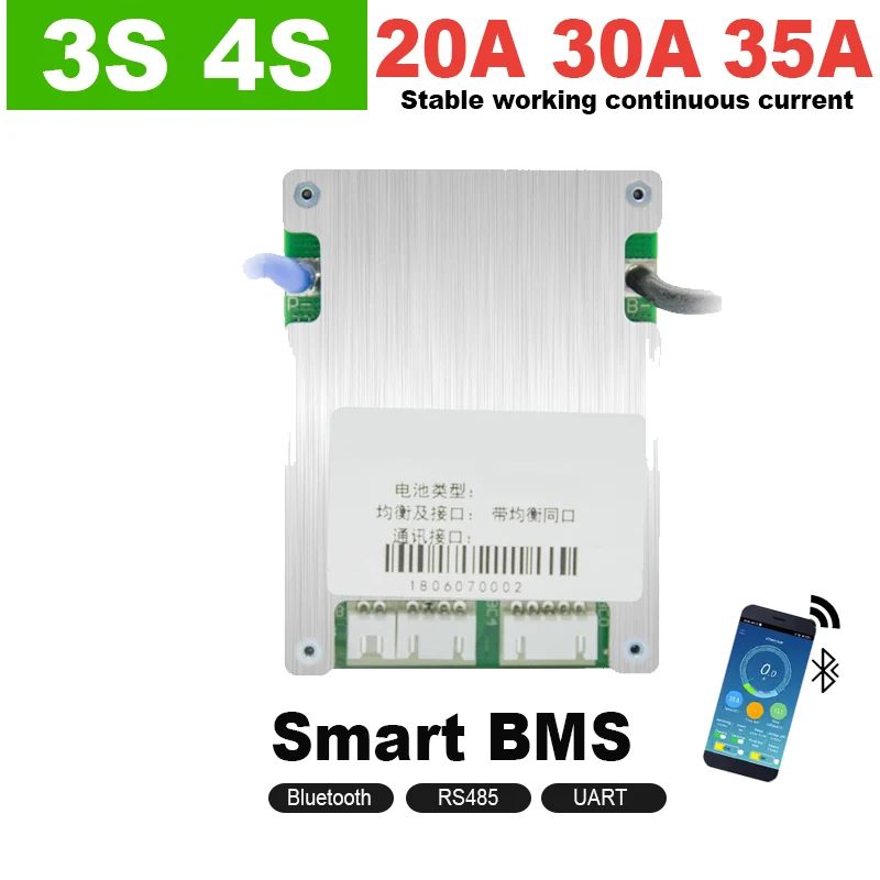 Jbd 3s 4s smart bms li ion lifepo4 Batteries chutz platine gemeinsamer Anschluss ausgeglichen 20a 30a 35a rs485 uart Bluetooth-Modul Image