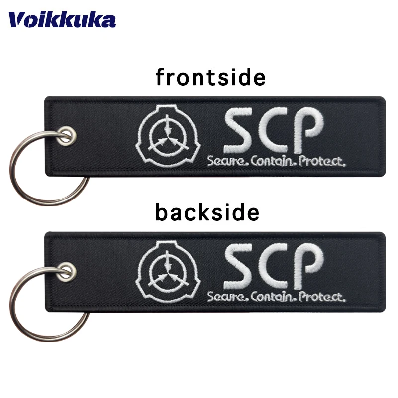 1Pc 2Pcs 3Pcs Set Verkauf SCP Foundation Logo Schlüsselbund Beide Seiten Stickerei Muster Motorrad Tag Schlüssel zubehör Großhandel Image