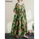 Robe longue à imprimé floral pour femmes manches courtes nouvelle mode volants plissés robe