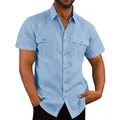 Chemise décontractée en coton et lin pour hommes t-shirt à manches courtes été beau nouveau