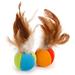 Flutter Balls Plush Catnip and Feather Cat Toys, Small, Blue / Orange