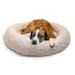 The Original Calming Donut Cat and Dog Bed in Lux Fur Oyster, 45" L X 45" W X 9.3" H, X-Large, Cream