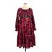 Terra & Sky Casual Dress: Burgundy Floral Motif Dresses - New - Women's Size 2X