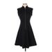 Elie Tahari Casual Dress - A-Line Collared Sleeveless: Black Solid Dresses - Women's Size 4