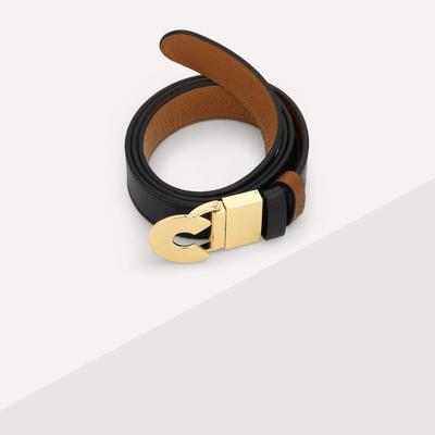 Grained Leather Belt Logo C Reversible - Brown - Coccinelle Belts