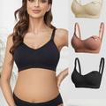 3pcs Women's Maternity Solid Bra Breast Feeding Underwear, Pregnant Women's Clothing