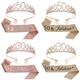 2pcs, Crystal Birthday Crown Sash - Perfect For 18, 21, 30, 40, 50th Birthdays - Elegant Tiara Printed Suit Party Supplies