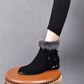 Femmes Chunky Heel Short Boots, Casual Side Zipper Plush Lined Boots, Confortable Winter Boots