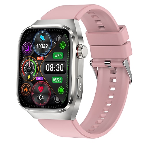 iMosi TK16 Smartwatch 2.04 Zoll Smartwatch Fitnessuhr Bluetooth EKG PPG Temperaturüberwachung Schrittzähler Kompatibel mit Android iOS Damen Herren Langer Standby Freisprechanlage Wasserdicht IP68 Image