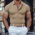 Herren Poloshirt Waffel-Poloshirt Casual Festtage Kargen Gerippter Polokragen Kurzarm Modisch Basic Glatt Taste Weich Sommer Frühling Regular Fit Weiß Gelb Khaki Grau Poloshirt