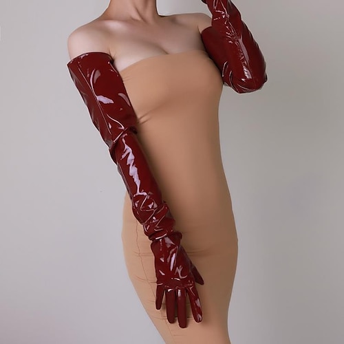 Opernhandschuhe Lange Handschuhe Abendhandschuhe Lange Handschuhe Sexy Punk Gothic PU (Polyurethan) Für Scheibe Cosplay Karneval Damen Modeschmuck Modeschmuck Image