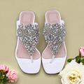 Damen Hochzeit Schuhe Sandalen Bling-Bling-Schuhe Abendschuhe Hochzeit Party Hochzeitssandalen Blockabsatz Fantasy Heel Runde Zehe Elegant Böhmen Urlaub Lackleder Weiß Rot