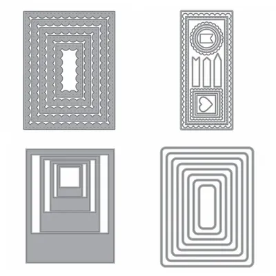 Nested Polaroid Scalloped Frame Slimline Essentials Die Round Rectangle Metal Cutting Dies for DIY