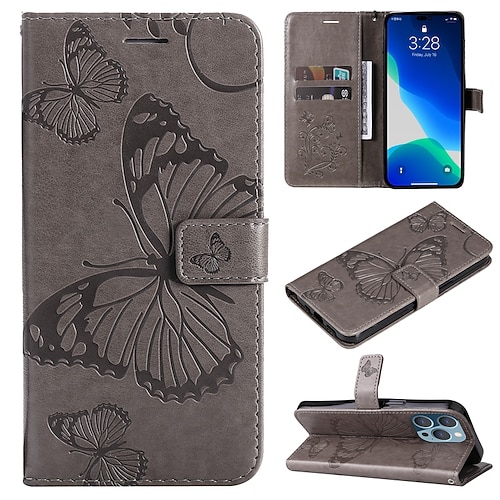 Handy Hülle Handyhüllen Für iPhone 17 Pro Max 17 Air 16 15 14 Pro Max Plus 16e 13 12 11 Pro Max Mini Brieftaschenhülle Magnetisch Vollschutz Mit Handgelenkschlaufe Schmetterling TPU PU-Leder Image