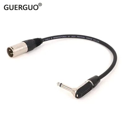 3Pin Male XLR to 1/4 (6.35mm) TS Angle Mono Male Jack Unbalanced Microphone Cable Mic Cord for