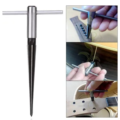 Handheld T-handle conical tool drill bit, 6-slot chamfered reamer woodworking cutting tool, guitar