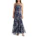 Floral Sequin Embroidered Sheer Yoke Gown