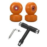 Uxcell 52mm 95A Skateboard Wheels Street Wheel with Red Bearings Skate Tool for Street Skateboard Orange 4 Pack