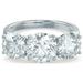 Elegant 4.0 Ct Moissanite Engagement Ring - 3-Stone Prong Set in Silver Plated 18k Platinum - Colorless Moissanites (D-F)