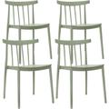 Oviala - Lot de 4 chaises de terrasse vert sauge en plastique - Vert sauge