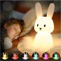 Lapin Veilleuse Bebe Tactile 7 Couleurs USB Rechargeable Peut être Chronométré Veilleuse Enfant