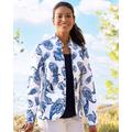 Appleseeds Women's Porcelain Paisley Ruffle-Trim Jacket - Blue - 3X - Womens