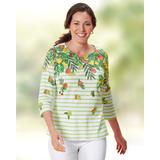Appleseeds Women's Essential Cotton Island Time Striped Tee - Green - PXL - Petite