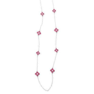 Appleseeds Women's Long Tile Necklace - Pink