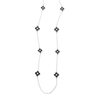 Appleseeds Women's Long Tile Necklace - Black