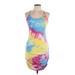 Heart & Hips Casual Dress - Bodycon: Yellow Tie-dye Dresses - Women's Size Large