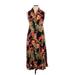 Croft & Barrow Casual Dress: Black Floral Motif Dresses - Women's Size 14