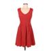 Uttam Boutique Casual Dress - A-Line: Red Polka Dots Dresses - Women's Size 8