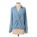 Calvin Klein Long Sleeve Blouse: Blue Tops - Women's Size Small