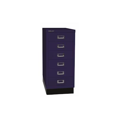 BISLEY Schubladenschrank aus Metall für DIN A4 in oxfordblau mit 6 Schubladen und Sockel Büroschrank Werkzeugschrank Image