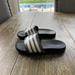 Adidas Shoes | Girls Adidas Adilette Comfort Slide Sandal Black Glitter Slide On Size 1 | Color: Black/Silver | Size: 1g