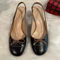 Kate Spade Shoes | Kate Spade Kitten Heel Slingback Leather Pumps In Black And Tan Size 6 | Color: Black/Tan | Size: 6