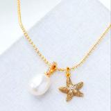 Kate Spade Jewelry | Kate Spade Starfish Pearl Charm Necklace Nwt Ocean Beach Gold Gift | Color: Gold/White | Size: Os