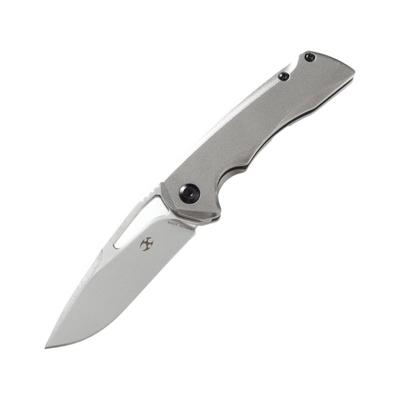 Kansept Knives Mini Kyro Framelock Folding Knife 2.75" stonewash finish CPM S35VN stainless blade Orange peel titanium handle K2001B4