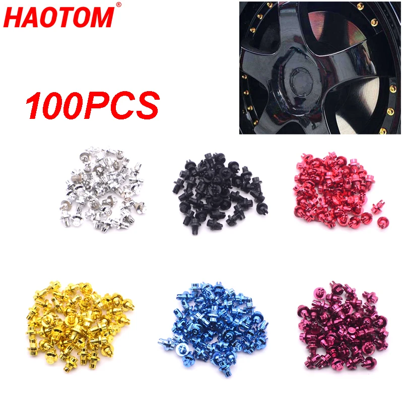 100 Teile/satz Spike Auto Rad Nieten Für Rad Felgen Kappe Lip Schraube Bolzen Reifen Studs Auto Styling Kunststoff Auto Modifikation Dekoration Image
