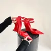 Rote spitze Sandalen mit Keil absatz Damen Sommer neue Leder hochhackige Schuhe elegante Schuhe für