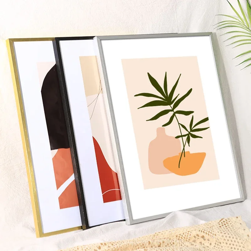 Schwarz Gloden silber Bild Foto Rahmen A4 Gebürstet Metall Foto Rahmen Rahmen Wand Montage-Hardware Enthalten Ohne Karton Image