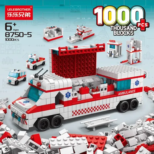 Blocx Spielzeug 6 in 1 Krankenwagen Modell zu Bausteinen Mädchen und Jungen ab 6 Jahren