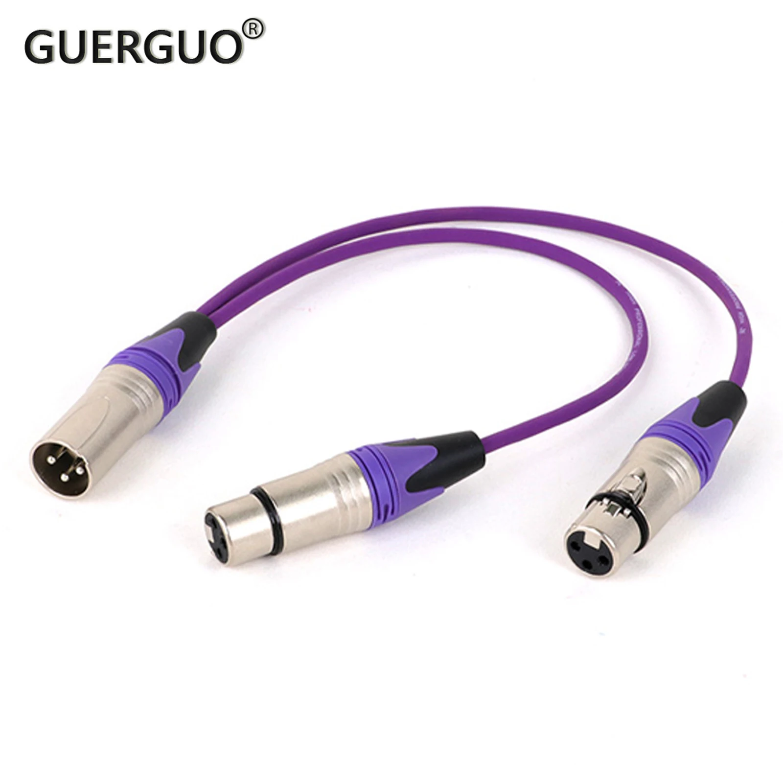 GuerGuo symmetrisches XLR-Mikrofon-Y-Splitter-Audiokabel, 2 Buchsen auf 1 Stecker, XLR-Stecker, Mikrofon-Adapterkabel, XLR-Stecker auf Dual-XLR-Buchse, Y-Kabel Image