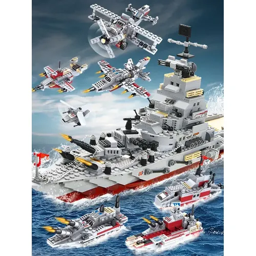 Marine Kriegs wagen Schiff Armee Boot Flugzeug Modell Kriegsschiffe Bausteine kompatibel mit Lego