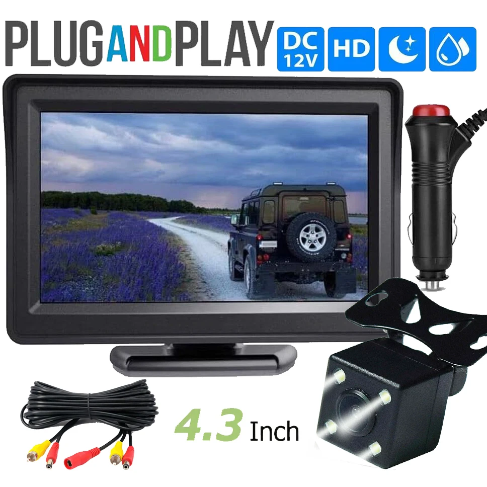 Auto Rückfahr monitor Kamera Kit TFT LCD Auto Monitor, 4,3 Zoll Bildschirm Nachtsicht Reverse Backup Park unterstützung